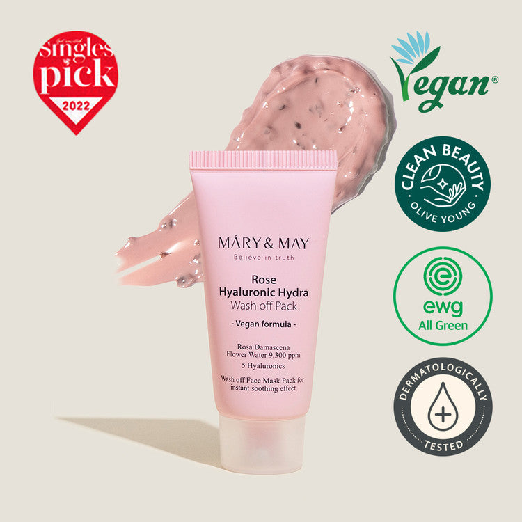 MARY &amp; MAY | MINI Rose Hyaluronic Hydra Wash Off Mask Pack