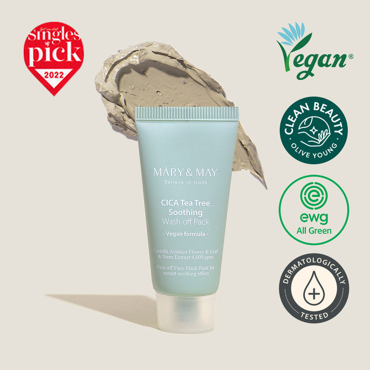 MARY &amp; MAY | MINI Cica Tea Tree Soothing Wash Off Mask Pack